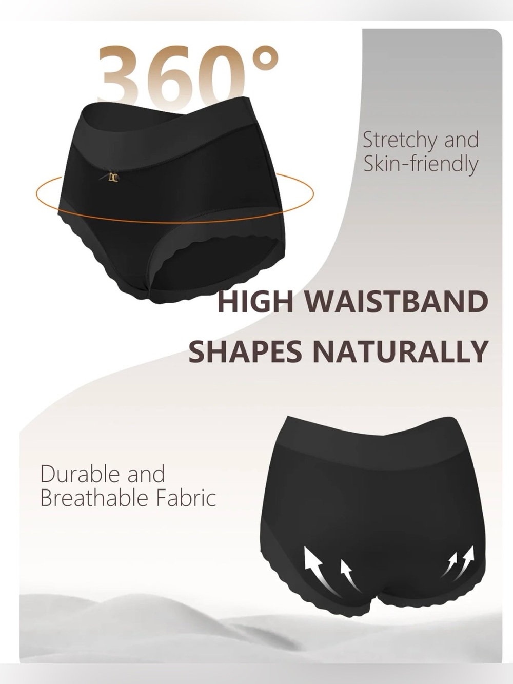 6 Silky High-Waist Hip-Lifting Women's Briefs — Multi Color - Picture 3 of 10